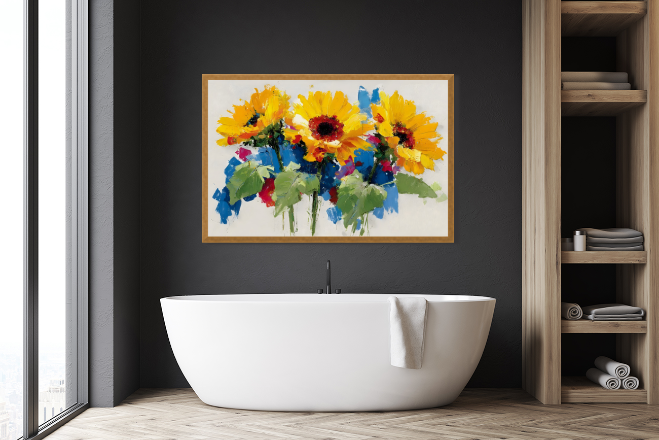 Close-up of metallic wall print reflecting ambient light